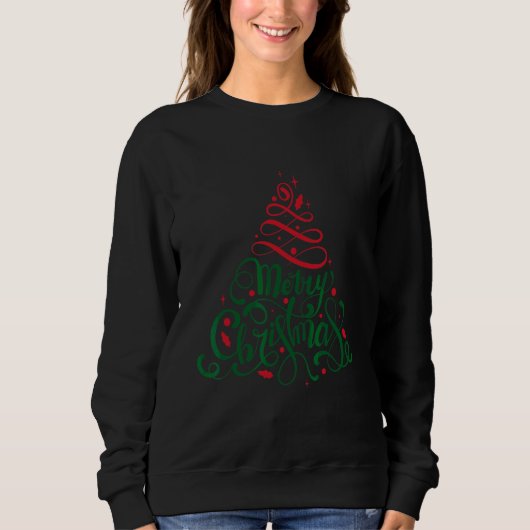 Sweatshirt Sparklenation Joyeux Arbre de Noël Bling (Devant)