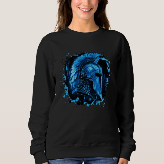 Sweatshirt Spartan Helmet Blue Greek Mythology Sparta Workout (Devant)