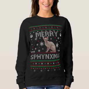 Sweatshirt Sphynx Amoureux des chats Noël laid Xmas Sweater S