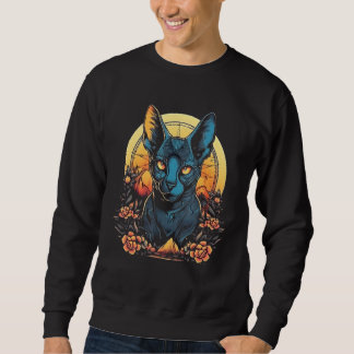 Sweatshirt Sphynx Cat Love Beautiful Portrait Flowers Gothic 