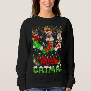 Sweatshirt Sphynx Chat Noël Santa Hat Écarf Vacances Mignonne