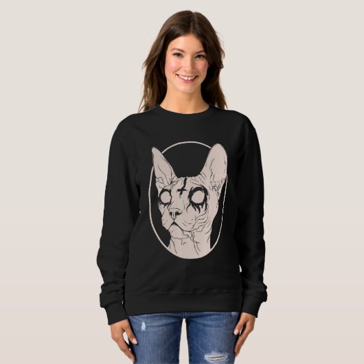 Sweatshirt Sphynx Métal Mort Chat Vêtements Sataniques Pour H (Devant entier)