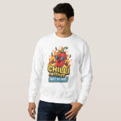 Sweatshirt Spicy Pepper Tee – “Chilli With It” Cartoon Design (Devant entier)