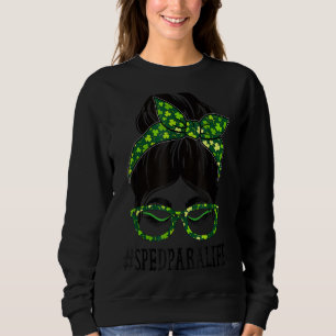 Sweatshirt Spire Para Femmes Messy Bun St Patrick S Day Shamr