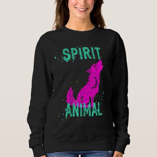 Sweatshirt Spirit Animal Celestial Wolf Animals Comfort Cute  (Devant)