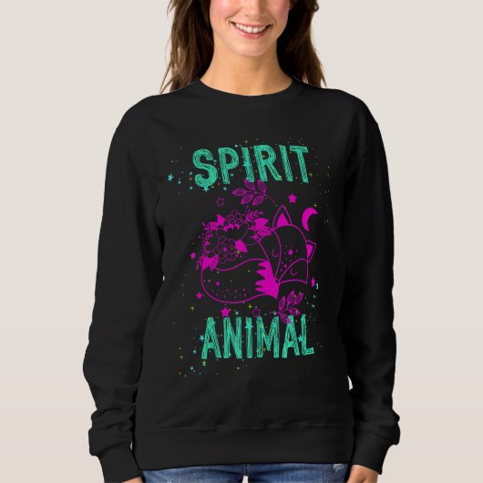 Sweatshirt Spirit Animal Fox Lover Pink Animals Comfort Cute  (Devant)