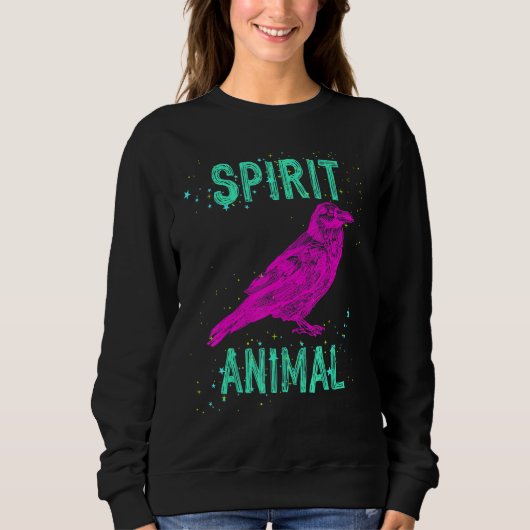 Sweatshirt Spirit Animal Raven Lover Pink Animals Comfort Cut (Devant)