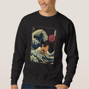 Sweatshirt Spitz finnois Vague japonaise de Kanagawa Chien d