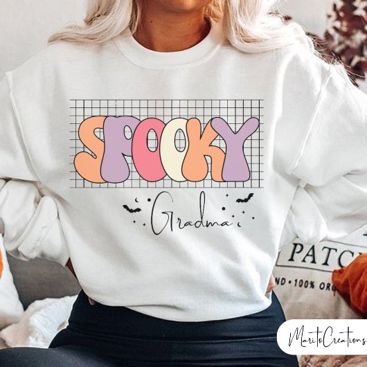 Sweatshirt Spooky, Halloween Gradma, Groovy Retro Halloween