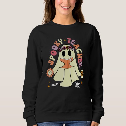 Sweatshirt Spooky Season Retro Spooky Teacher Halloween Costu (Devant)