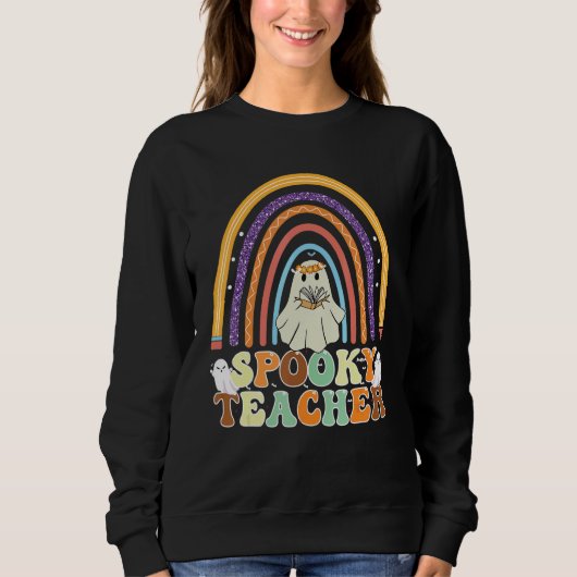 Sweatshirt Spooky Teacher Groovy Retro Ghost Teacher Hallowee (Devant)