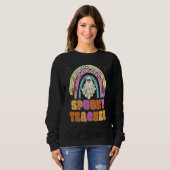 Sweatshirt Spooky Teacher Retro Spooky Floral Ghost Hippie Ha (Devant entier)