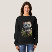 Sweatshirt Spring Garden Kitten Flower Cat Girl Floral Blosso (Devant entier)