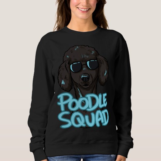 Sweatshirt Squad de caniche noir en bleu (Devant)