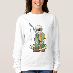 Sweatshirt Squelette à la pêche avec canne à pêche