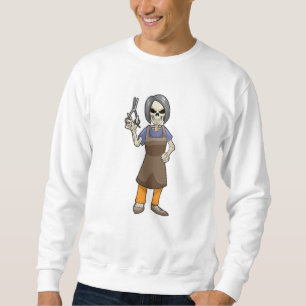 Sweatshirt Squelette coiffeur avec ciseaux