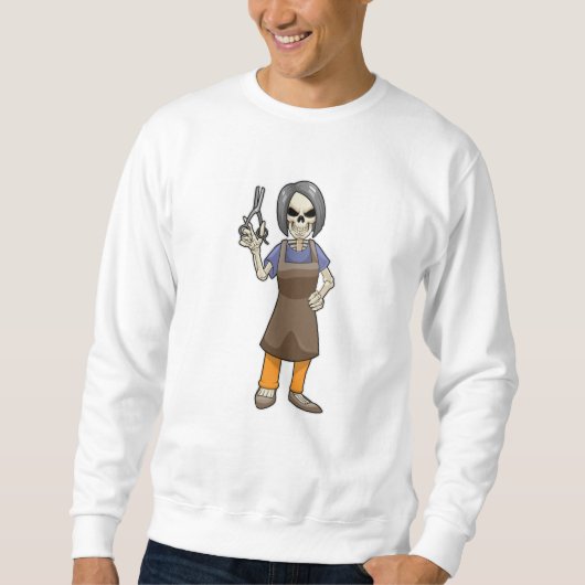 Sweatshirt Squelette coiffeur avec ciseaux (Devant)