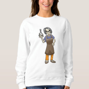 Sweatshirt Squelette coiffeur avec ciseaux