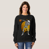 Sweatshirt Squelette de citrouille de Halloween Dabbing Illus (Devant entier)