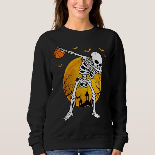 Sweatshirt Squelette de citrouille de Halloween Dabbing Illus (Devant)