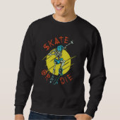 Sweatshirt Squelette de skateboard ou mourir (Devant)