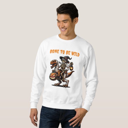 Sweatshirt Squelette d'Halloween Dino (Devant entier)