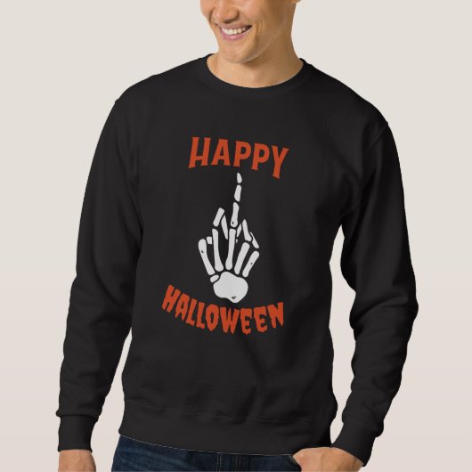 Sweatshirt Squelette Doigt Moyen Joyeux Halloween (Devant)