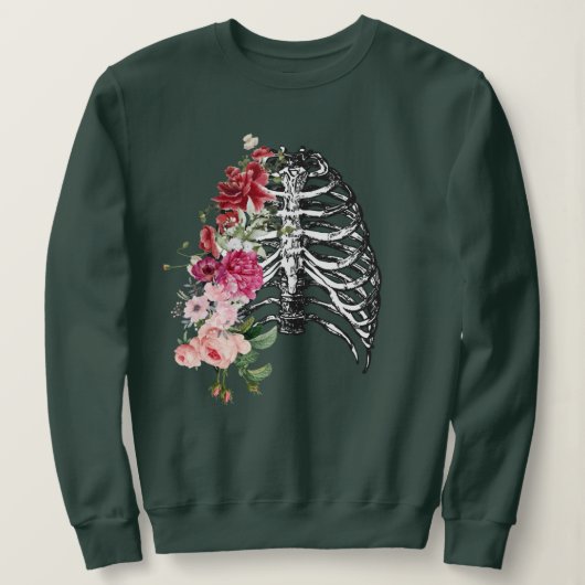 Sweatshirt Squelette Fleur Corps Edgy Graphic (Design devant)