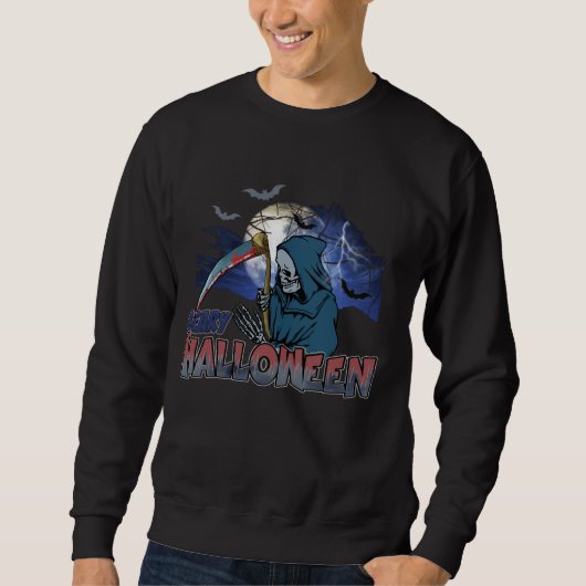 Sweatshirt Squelette Mal Dans La Nuit Noire Effrayant Hallowe (Devant)