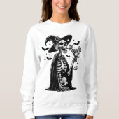 Sweatshirt Squelette noir et blanc Halloween Party (Devant)
