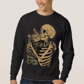 Sweatshirt Squelette qui étreint un chat – Cadeau mignon pour (Devant)