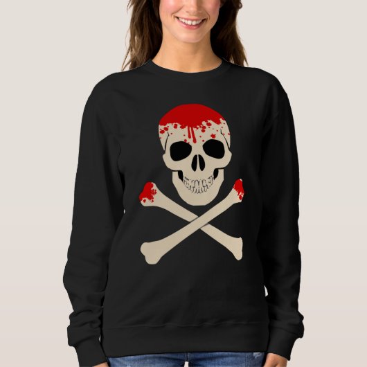 Sweatshirt squelette sanglant du crâne halloween (Devant)