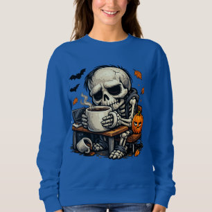 Sweatshirt Squelette sirote la boisson d'automne