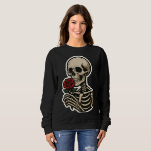 Sweatshirt Squelette tenant une rose – Autocollant gothique a