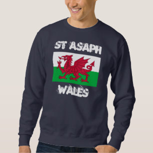 Sweatshirt St Asaph, Pays de Galles avec drapeau gallois