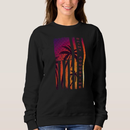 Sweatshirt St Augustine Beach Vacances Floride Sunset Palm Us (Devant)