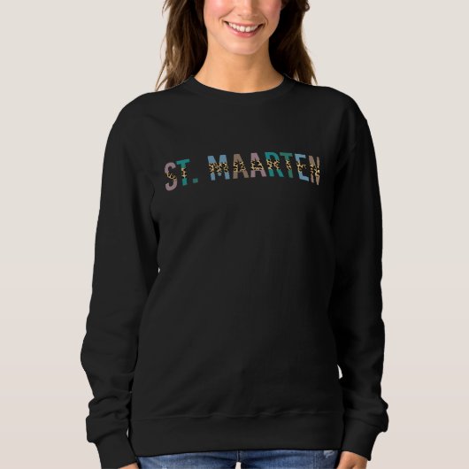 Sweatshirt St Maarten Empreinte de léopard typographie Sint M (Devant)