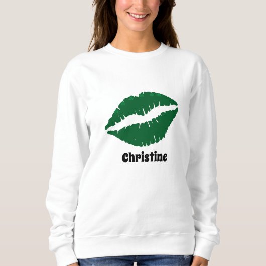 Sweatshirt St patrick day mignonne vert irish lèvres baiser s (Devant)