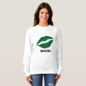 Sweatshirt St patrick day mignonne vert irish lèvres baiser s (Devant entier)