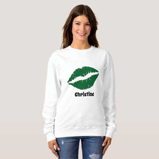 Sweatshirt St patrick day mignonne vert irish lèvres baiser s (Devant entier)