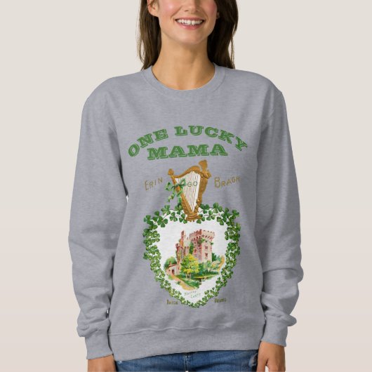 Sweatshirt St Patrick's Blarney Castle Irish Harp Lucky Mama (Devant)