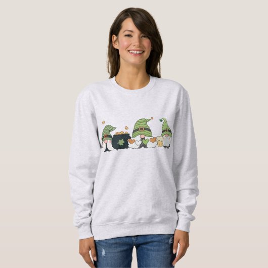 Sweatshirt St. Patrick's Cute Day Gnomes (Devant entier)