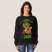 Sweatshirt St Patricks Day 2021 Lucky Fox Irish Social Distan (Devant entier)