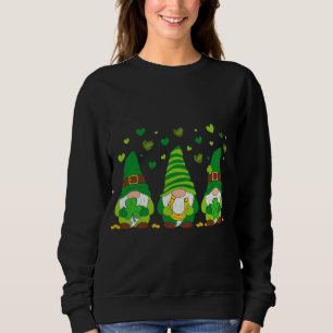 Sweatshirt St. Patrick's Day Girl Gnomes with Bows and Clover