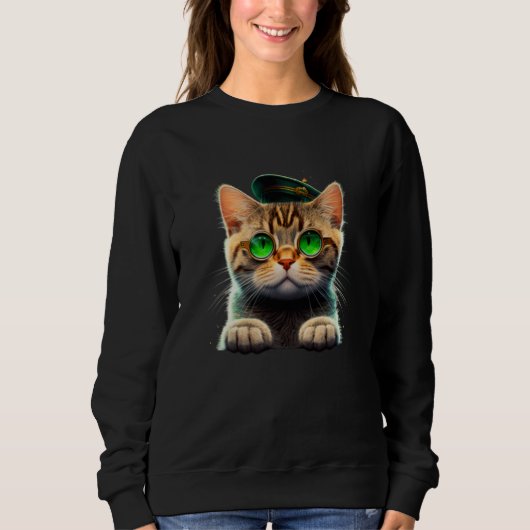 Sweatshirt St Patrick's Day Irish Cute Cat Mom Dad Kitties (Devant)