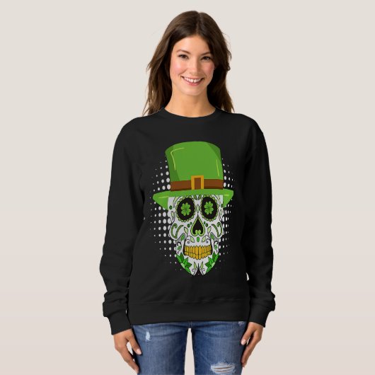 Sweatshirt St Patrick's Day Irish skeleton leprechaun (Devant entier)
