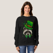 Sweatshirt St Patrick's Day Leprechaun Raccoon Shamrock Irish (Devant entier)
