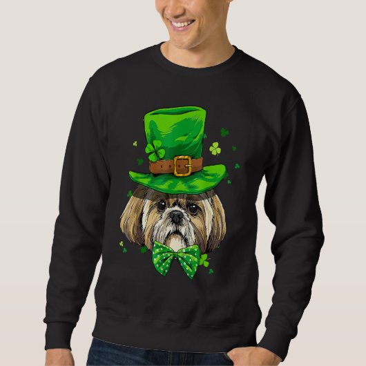 Sweatshirt St Patrick's Day Leprechaun Shamrock Shih Tzu Iris (Devant)