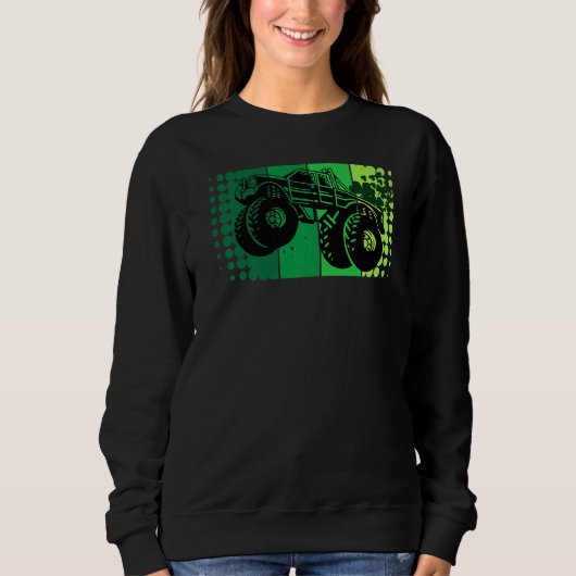 Sweatshirt St Patrick's Day Rétro Monster Camion pour garçons (Devant)