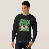 Sweatshirt St Patricks Happy Face Hat Lucky Vibes Retro Irish (Devant entier)